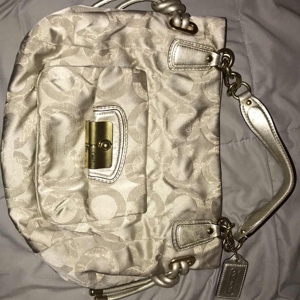 Coach silver and gold purse